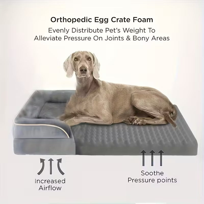 Fluffy Plush Orthopedic Washable Bolster Dog Bed